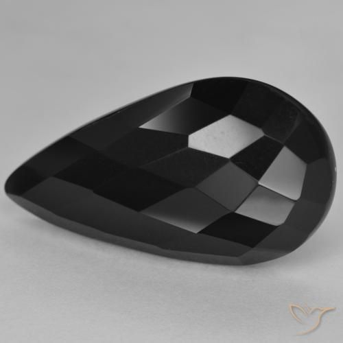 15.16ct طبيعي أسود عقيق يماني, شكل الكمثرى, غير شفاف, Photo A