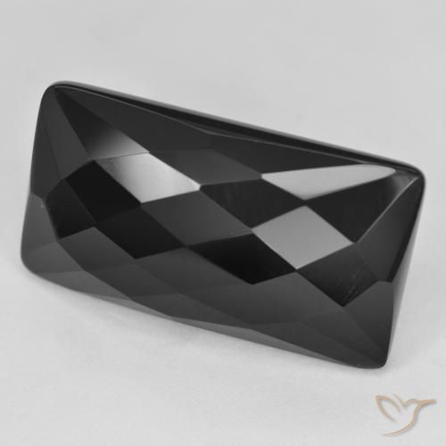 22.75ct طبيعي أسود عقيق يماني, باجيت, غير شفاف