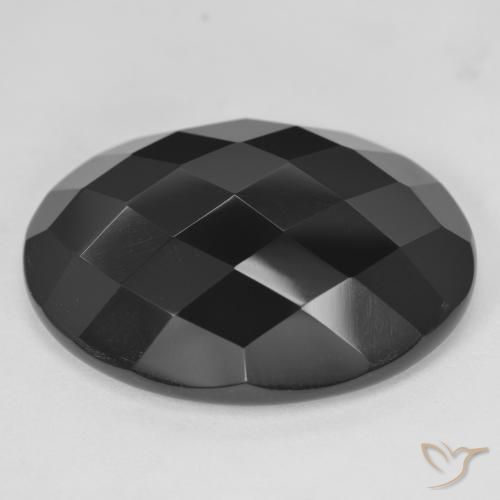 28.87ct طبيعي أسود عقيق يماني, بيضوي, غير شفاف