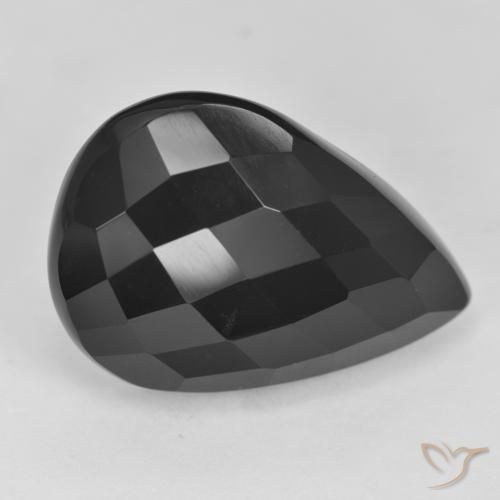 19.71ct طبيعي أسود عقيق يماني, شكل الكمثرى, غير شفاف