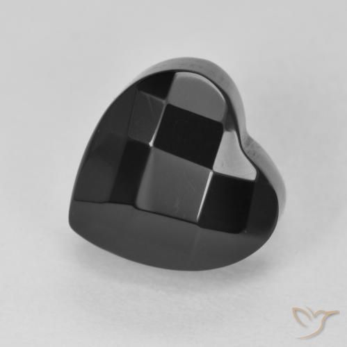 4.33ct طبيعي أسود عقيق يماني, قلب, غير شفاف