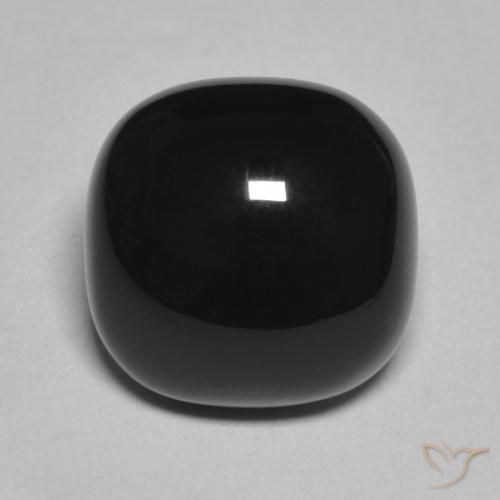 4.85ct طبيعي أسود عقيق يماني, وسادة, غير شفاف
