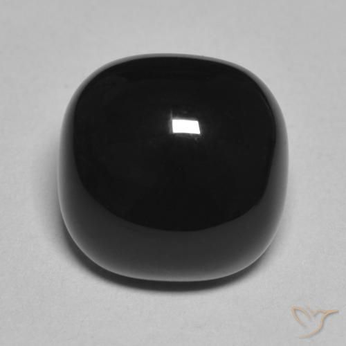 4.88ct طبيعي أسود عقيق يماني, وسادة, غير شفاف