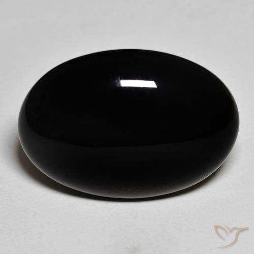 19.15ct طبيعي أسود عقيق يماني, بيضوي, غير شفاف