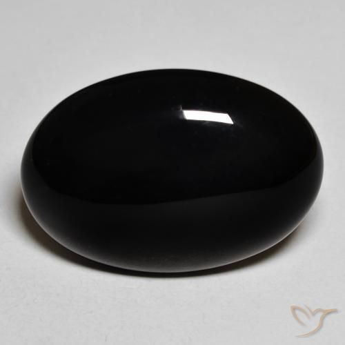 19.58ct طبيعي أسود عقيق يماني, بيضوي, غير شفاف