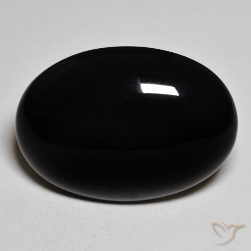 19.42ct طبيعي أسود عقيق يماني, بيضوي, غير شفاف
