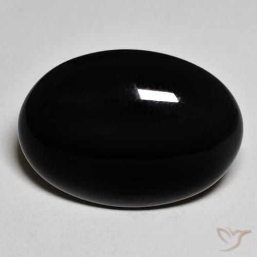 19.74ct طبيعي أسود عقيق يماني, بيضوي, غير شفاف