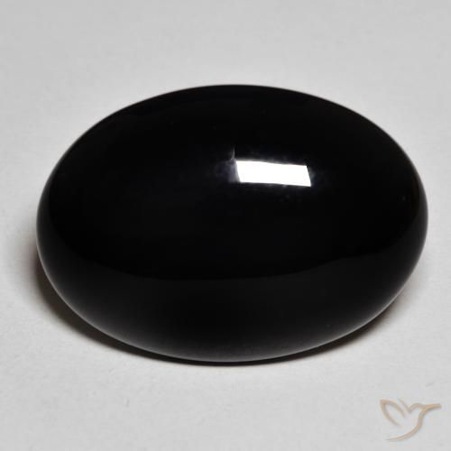 19.82ct طبيعي أسود عقيق يماني, بيضوي, غير شفاف