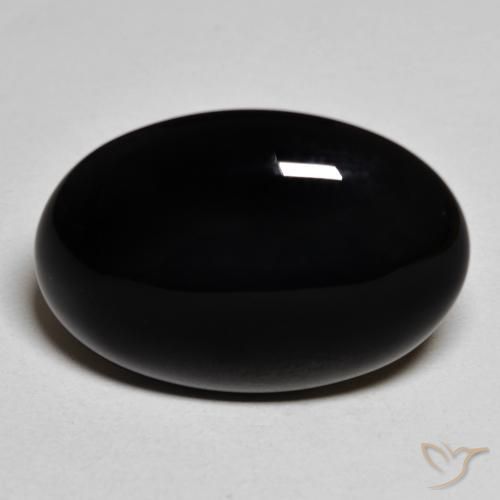 19.53ct طبيعي أسود عقيق يماني, بيضوي, غير شفاف