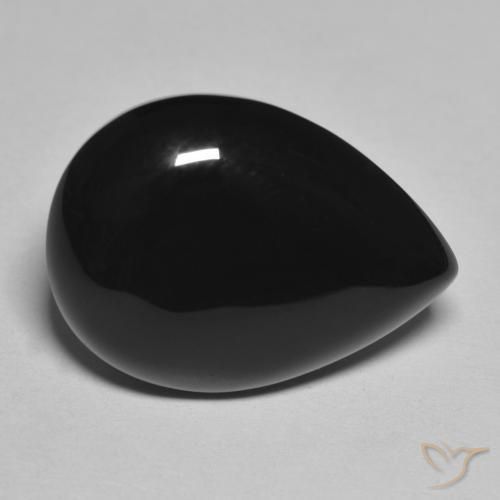 11.25ct طبيعي أسود عقيق يماني, شكل الكمثرى, غير شفاف