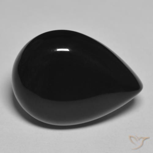 12.30ct طبيعي أسود عقيق يماني, شكل الكمثرى, غير شفاف, Photo A