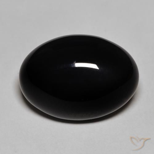 12.12ct طبيعي أسود عقيق يماني, بيضوي, غير شفاف