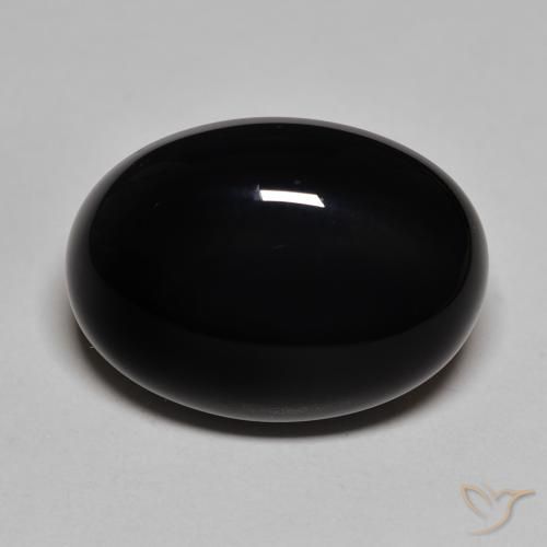 23.37ct طبيعي أسود عقيق يماني, بيضوي, غير شفاف