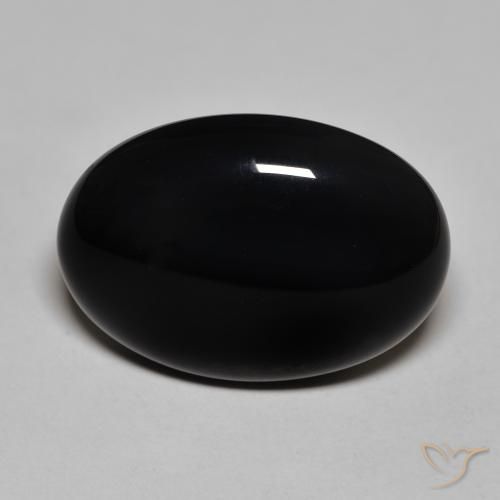 16.43ct طبيعي أسود عقيق يماني, بيضوي, غير شفاف