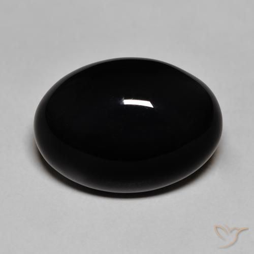 11.40ct طبيعي أسود عقيق يماني, بيضوي, غير شفاف