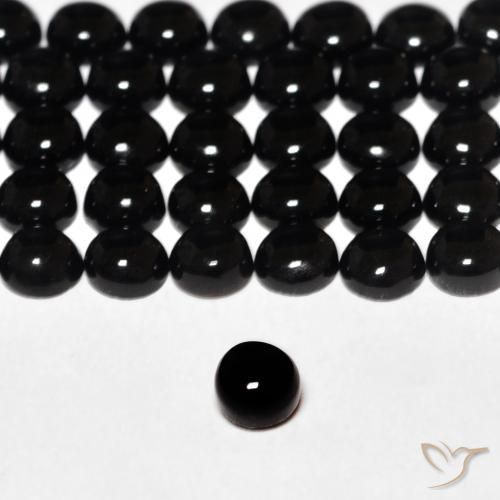 0.16ct طبيعي أسود عقيق يماني, دائري, غير شفاف
