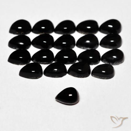 0.15ct طبيعي أسود عقيق يماني, شكل الكمثرى, غير شفاف