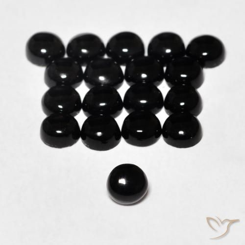 0.15ct طبيعي أسود عقيق يماني, دائري, غير شفاف