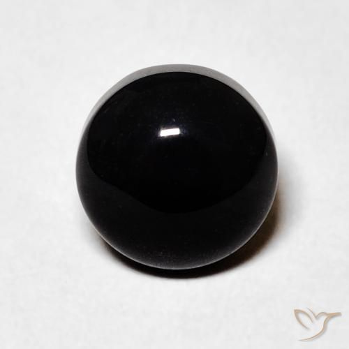 1.59ct طبيعي أسود عقيق يماني, دائري, غير شفاف