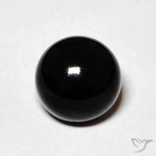 1.48ct طبيعي أسود عقيق يماني, دائري, غير شفاف