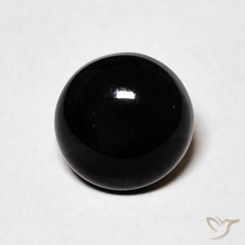 1.20ct طبيعي أسود عقيق يماني, دائري, غير شفاف