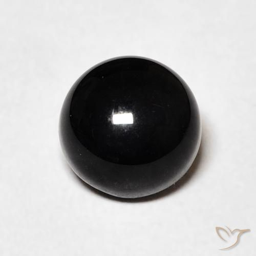1.23ct طبيعي أسود عقيق يماني, دائري, غير شفاف