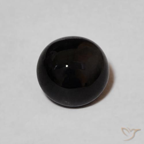 0.85ct طبيعي أسود عقيق يماني, دائري, غير شفاف