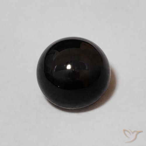 0.99ct طبيعي أسود عقيق يماني, دائري, غير شفاف