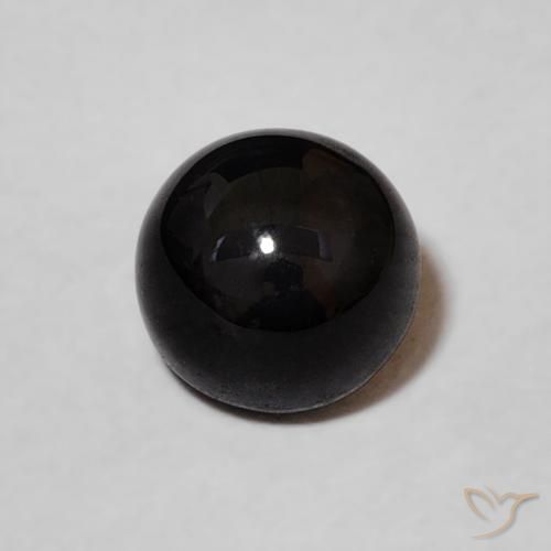 1.20ct طبيعي أسود عقيق يماني, دائري, غير شفاف