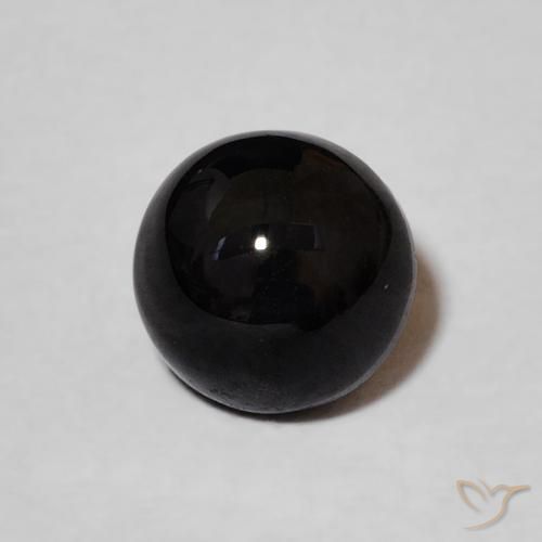 1.23ct طبيعي أسود عقيق يماني, دائري, غير شفاف