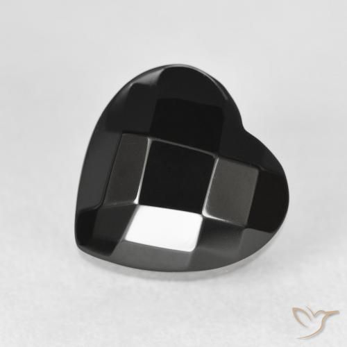 4.40ct طبيعي أسود عقيق يماني, قلب, غير شفاف