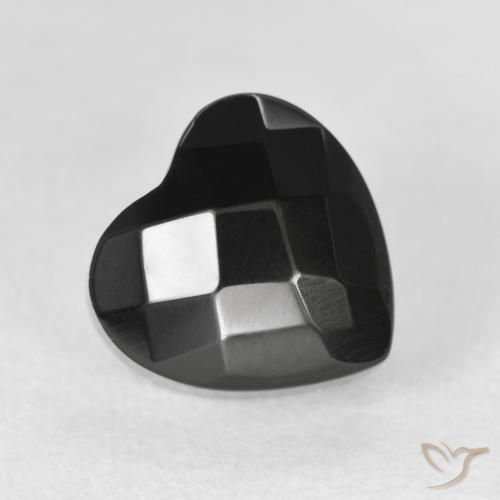 4.46ct طبيعي أسود عقيق يماني, قلب, غير شفاف