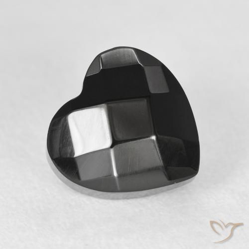 4.12ct طبيعي أسود عقيق يماني, قلب, غير شفاف