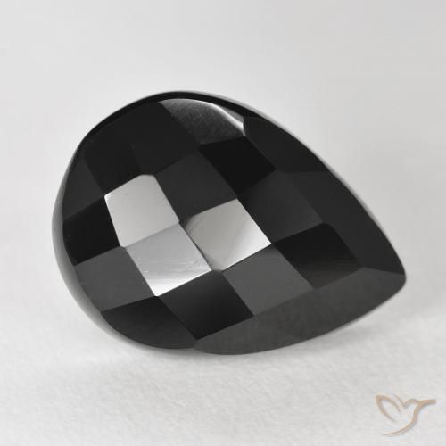 9.48ct طبيعي أسود عقيق يماني, شكل الكمثرى, غير شفاف, Photo A