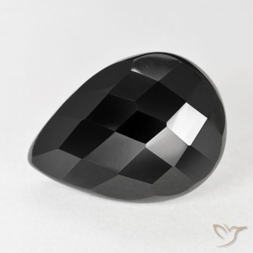 8.25ct طبيعي أسود عقيق يماني, شكل الكمثرى, غير شفاف