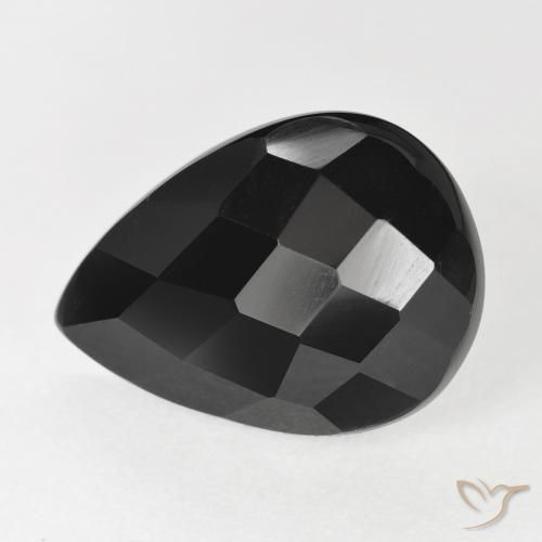 9.19ct طبيعي أسود عقيق يماني, شكل الكمثرى, غير شفاف