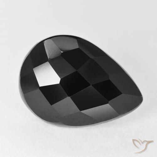10.69ct طبيعي أسود عقيق يماني, شكل الكمثرى, غير شفاف