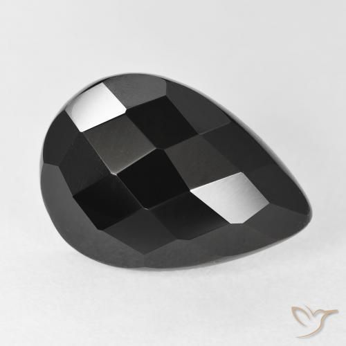 7.67ct طبيعي أسود عقيق يماني, شكل الكمثرى, غير شفاف