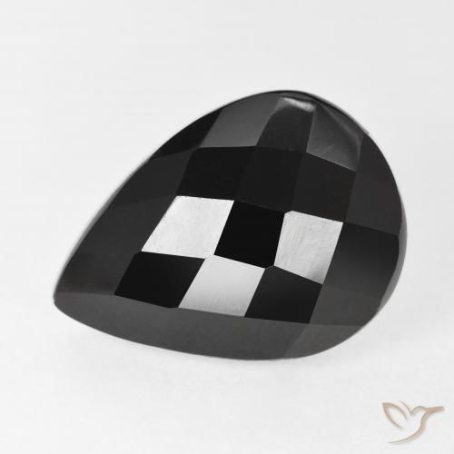 9.97ct طبيعي أسود عقيق يماني, شكل الكمثرى, غير شفاف