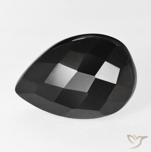 8.80ct طبيعي أسود عقيق يماني, شكل الكمثرى, غير شفاف, Photo A