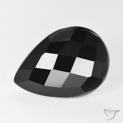 8.88ct طبيعي أسود عقيق يماني, شكل الكمثرى, غير شفاف