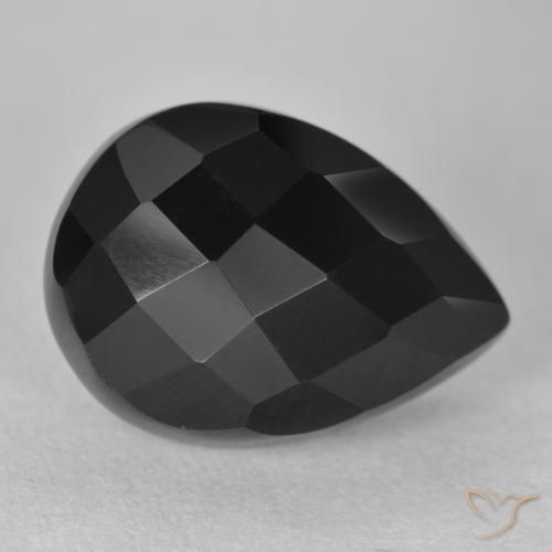10.40ct طبيعي أسود عقيق يماني, شكل الكمثرى, غير شفاف