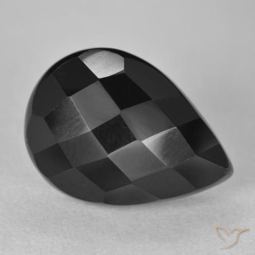 9.16ct طبيعي أسود عقيق يماني, شكل الكمثرى, غير شفاف