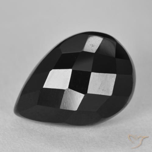 9.32ct طبيعي أسود عقيق يماني, شكل الكمثرى, غير شفاف