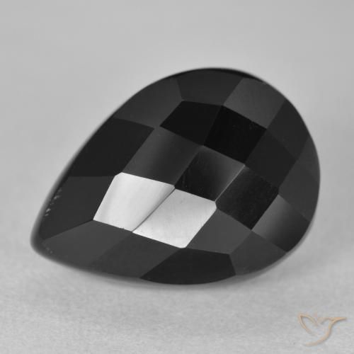 9.47ct طبيعي أسود عقيق يماني, شكل الكمثرى, غير شفاف