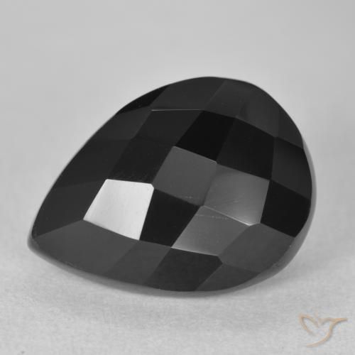 9.20ct طبيعي أسود عقيق يماني, شكل الكمثرى, غير شفاف