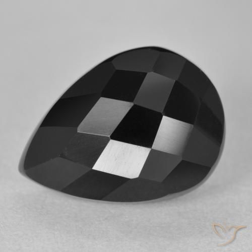 10.44ct طبيعي أسود عقيق يماني, شكل الكمثرى, غير شفاف, Photo A