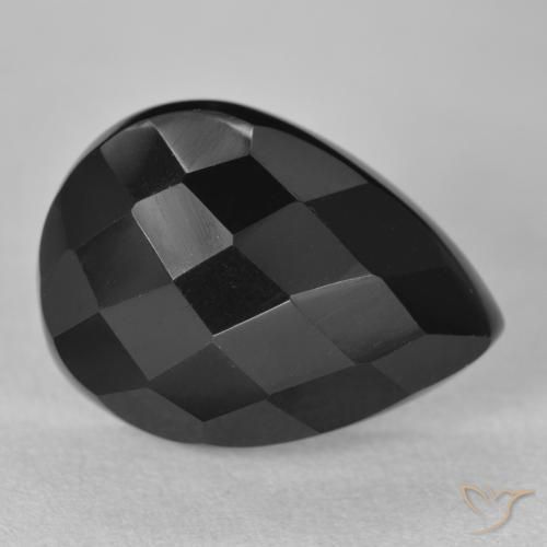 10.11ct طبيعي أسود عقيق يماني, شكل الكمثرى, غير شفاف