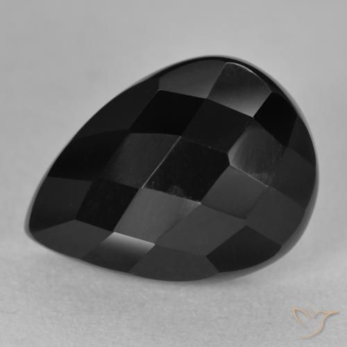 9.95ct طبيعي أسود عقيق يماني, شكل الكمثرى, غير شفاف