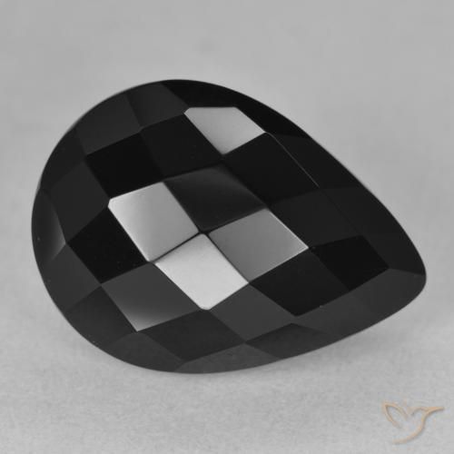 11.60ct طبيعي أسود عقيق يماني, شكل الكمثرى, غير شفاف, Photo A